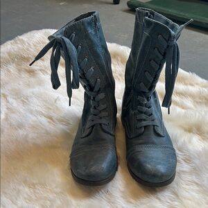Supply Company Teal Lace-Up Combat Boots